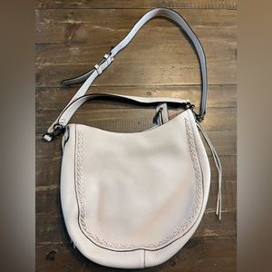 Rebecca Minkoff Womens Hobo Pebbled Leather Purse Whipstitch Soft Blush Pink